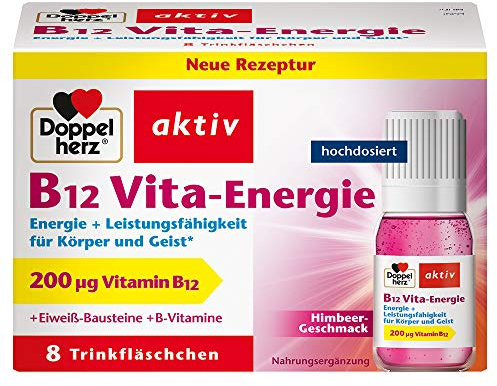 Doppelherz B12 Vita-Energie Trinkfläschchen – Energie und Leistungsfähigkeit für Körper und Geist – Vitamin B12 zur Verringerung von Müdigkeit und Erschöpfung – 8 x 10 ml
