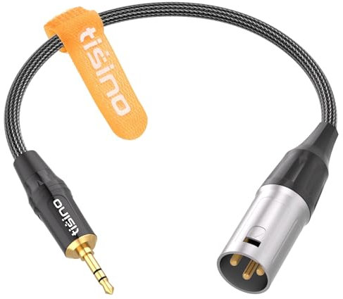 tisino adattatore cavo bilanciato da xlr a jack 3,5mm, cavo audio mono mini jack ausiliario placcato oro a XLR maschio per telefono cellulare, laptop, altoparlanti, mixer - 0,3m