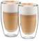 GLASWERK Verre double paroi à Latte Macchiato Design (2 x 430 ml) tasse a cafe design - Tasse double paroi, mug transparent, tasse a the verres à thé lavable au lave vaisselle bob, tasse a cafe