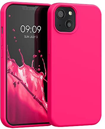 kwmobile Handyhülle für iPhone 13 Hülle, für iPhone 13 Case - Hülle Silikon - kabelloses Laden - Neon Pink