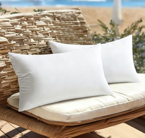 MIULEE Coussin Exterieur Impermeable-Rembourrage Coussin 30x50 CM Lot de 2 pour L'extérieur, Coussin de Garnissage Exterieur Impermeable, Blanc Coussin Exterieur 30x50