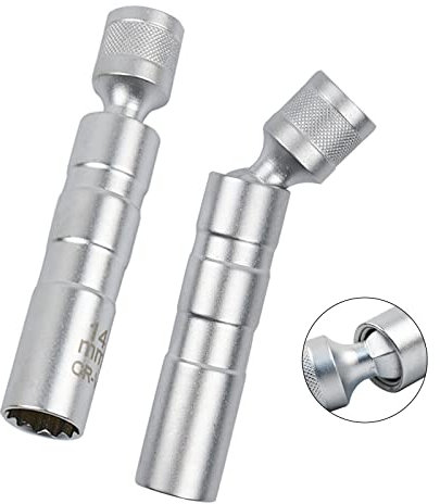 Kikuo Juego de Llaves de Vaso para Bujías, 14mm y16mm de la Bujía de Bujías de Pared Delgada de 3/8 Pulgadas con Magnético, Llave de Bujía para Bujías para Reparación de Automóviles (2 Piezas)