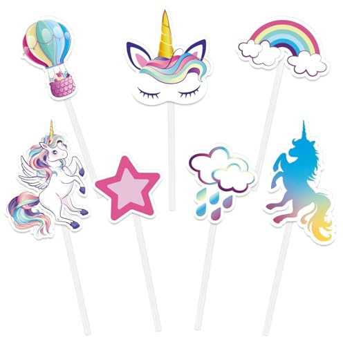 WERNNSAI Cupcake Topper Licorne - 35PCS Décorations de Fête Licorne Arc-en-ciel Haut de Forme de Gâteau pour Filles Douche de Bébé D'anniversaire Fournitures de Fête Gâteau Décor
