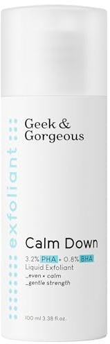 Geek & Gorgeous Calm Down – Sanftes Peeling für das Gesicht mit PHA & BHA Säuren – Klärt, exfoliert & beruhigt empfindliche Haut – Verfeinert das Hautbild – 100 ml