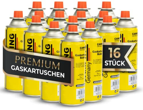Magnum ® (16x Gaskartuschen 227g ideal für Gaskocher, Gasheizung, Gasbrenner, Unkrautbrenner oder Campingkocher – Butan Gaskartusche Typ MFS – 1A für perfekt für Küchenbrenner (16 Kartuschen) | Butangas Kartusche | Campingkocher | Gaskocher | Gasheizung | Gasbrenner | EN417 | MSF-1a | 227 g