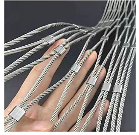 LXBAMKEA Galvanizado Rollo De Malla De Alambre, Acero Inoxidable Red De Cuerda, Flexible Malla De Cables, Escaleras Balcón Red Anticaída, Campo De Futbol Jardin Granja Valla Decorativa (Color : Silve