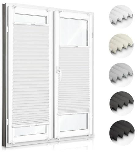 Zero Home - Premium Plissee ohne Bohren I Plissees für Fenster und Türen I Weiß I Blickdicht & Lichtdurchlässig Rollos I Hergestellt in der EU I Klemmfix Montage I 85x220 cm