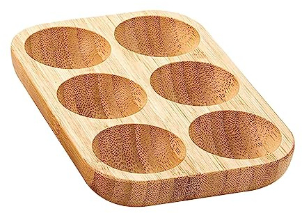 Plateau à œufs en Bois, Boîte à œufs Frigo 6 Grilles, Porte-Oeufs Rangement œufs Frigo, Support Oeuf pour Réfrigérateur, Congélateur, Cuisine 15x9.9x1.9cm