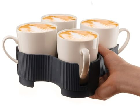 Muldale Mug Carrier Tray 4 Cup - UK Made - Caravan Motorhome Cup Holder Caddy - Recyclable - Lightweight Easy Carry Drinks Holder