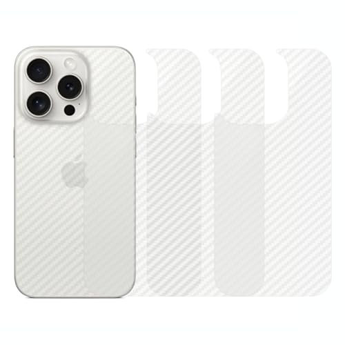 qichenlu qichenllu Carbon Muster 4 Stück Rückseite Folie kompatibel mit iPhone 15 Pro,Folie Hinten kompatibel mit iPhone 15 Pro,Klar Matt Klebefolie Kratzfest Hinten Schutz