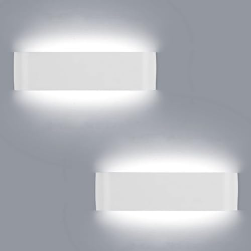 Lightess 2 Piezas Apliques de Pared LED Interior Lámpara Blanco Frío IP44 | Lámpara de Pared Moderna 16W LED, 1600Lm 6000K Blanco 30cm, Aluminio IP44, para Salón Dormitorio Pasillo Escalera