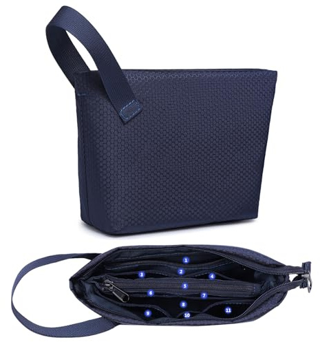 HYZUO Sac de Rangement Câble Pochette Voyage Multifonctionnel Organisateur pour Chargeur, Gadget, Cables USB, Cartes, Accessoires Organiseur Sacoche Électronique Portable Pouch Sacs, Bleu marine
