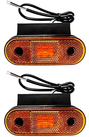 MelTruck® 2x LED Begrenzungsleuchte Umrissleuchte für LKW Anhänger Trailer Wohnwagen (Gelb + Winkelhalter)