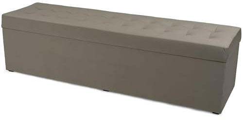 MG Design Polsterhocker 45 x 160 cm Grau mit großem Stauraum (ca. 190 L), bis 300 kg belastbar, weich mit dezentem Schimmer, pflegeleicht – Wohnbereich, Schlafraum & Flur