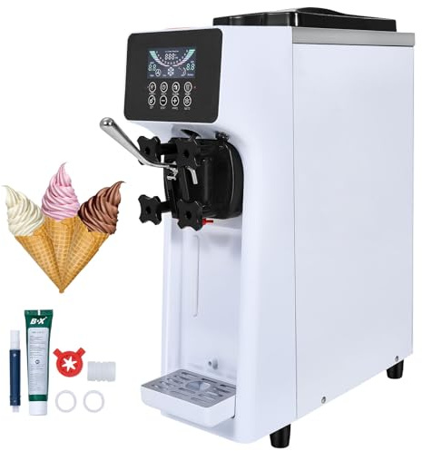VEVOR Macchina per Gelato Morbido Commerciale, Resa 10 L/H, Macchina per Gelato Soft da Banco 900 W Monogusto, Tramoggia da 4 Litri Cilindro da 1,6 L, Pannello LCD Autopulente, Bar, Ristorante, Hotel