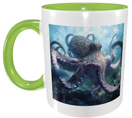 PHAYAH Taza de café de cerámica de 325 ml, regalo para esposa, día de la madre, regalo de cumpleaños para beber té, bebidas, café y cacao caliente, pulpo gigante