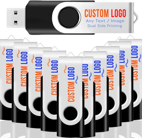[50 Stück] USB-Flash-Laufwerk mit benutzerdefiniertem Logo 8GB 50er-Pack, JBOS Großpackung, personalisierte USB-Sticks mit Ihrem Logo, individuell gestaltete Werbeartikel - Schwarz