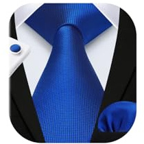 HISDERN Herren Hochzeit Krawatten und Einstecktuch Solide Krawatte Manschettenknöpfe Set