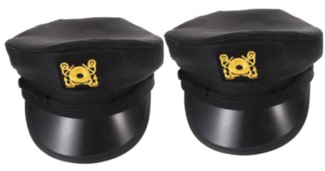 BESTonZON 2pcs Hat Boat Sailor Costume Yacht Captain Sailor Costume Boating Accessories Sailing Accessories Party Supplies Cosplay Sailor Cap Yacht Captain Costume Polyester Black
