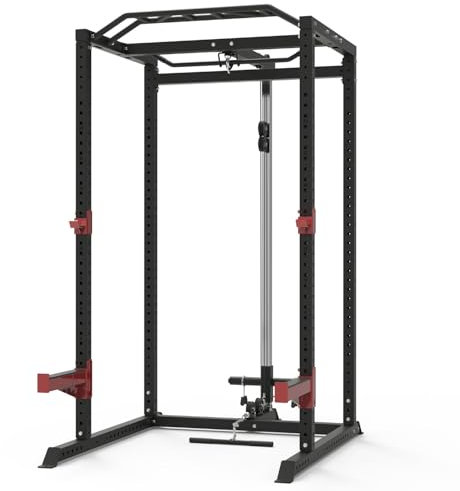 Train Hard® Smith Machine Power Rack Multipresse Station de musculation, presse à jambes, traction, traction latte, barre de dip, aviron, haltères longues et accessoires, modèle 2024 (A:1F09766S4TH)