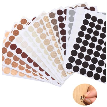 Yeenano Screw Hole Covers Stickers,Cover Caps Stick Furniture Sticker Screw Hole Adhesive Wood Texture Screw Stickers Screw Caps,for Furniture Table Holes Lamp Holes Cover Cabinet