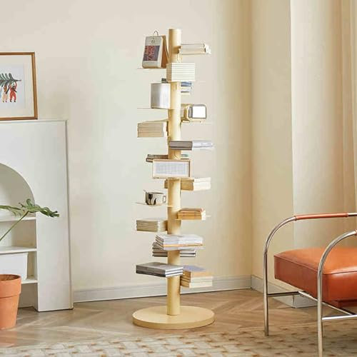 HARELA Metall Bücherregal Bodenstehendes, Drehbares Bücherregal 17 Ebenen, Bücherturm Freistehend Ecke Regal, 360° Rotierendes Bücherregal Standregal Lagerregal, Für Wohnzimmer, Büro