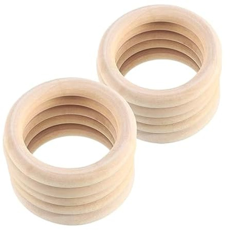 CXNXFD 10 Stück Baby Holzringe Zum Basteln, 70 mm Holzring，geeignet für Bastelarbeiten, Greiflinge, Holzarmbänder，DIY Schmuck Spitzenringe,Gardinenringe Holz