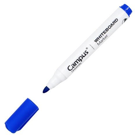 Campus Pennarelli per lavagna bianca, con punta conica da 2 mm, ideali per scrivere su vetro, lavagna bianca e altre superfici lisce (blu, 1 pezzo)