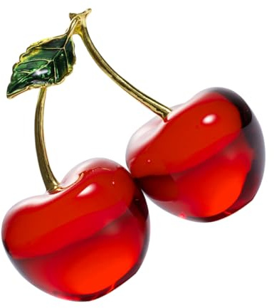 Happyyami Ornement de Cerise en Cristal Rouge, Pièce Décorative de Bureau | Finition Soignée, Style Créatif Unique, Support Stable pour Table et Salon