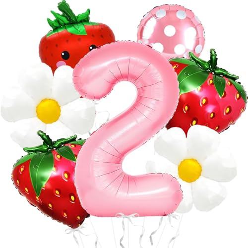 Strawberry Geburtstag Ballon, Party Balloons Erdbeere, Erdbeere Deko, Erdbeere Birthday Ballons, Strawberry Luftballons Deko, für Mädchen Geburtstag Party Mottoparty