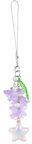 BEEFLYING Breloques Kawaii Pour Téléphone Portable Pendentif Breloque Téléphone Portable Y2K Charmes Muguet en Acrylique Porte-clés sac de Fille Breloque Appareil Photo(Violet)