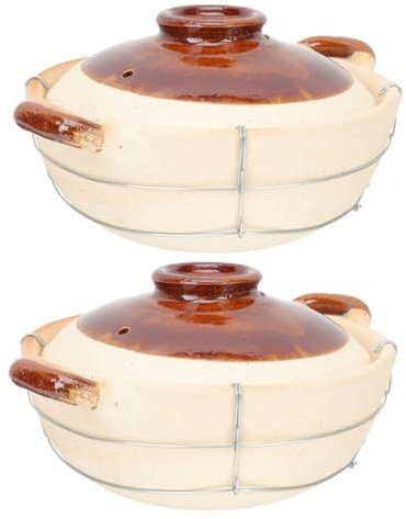 Garneck 2 Piezas Cazuelas De Barro Con Tapa Ollas De Barro Japonesas Utensilios De Cocina Para Cocinar Guisos El Horno