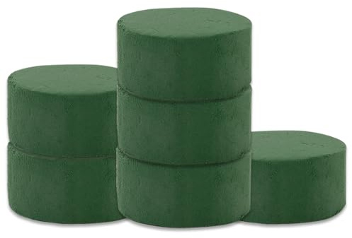 Nurila 6 Stück 8x4 cm Blumensteckschaum Runde, Steckschaum für Blumen Set, Steckmasse für Frischblumen, Steckschwamm für Basteln, Dekorationen, Hochzeiten und Blumengeschäfte, Grün