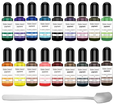 Noaxylic Pigmento en Polvo de Fundición, 18 Colores Pigmento para Cemento | con 15cm Cuchara Mezcladora, para Modelismo, Pintura para Yeso, Manualidades, Pintura para Amantes del Arte, 10ml Cada uno