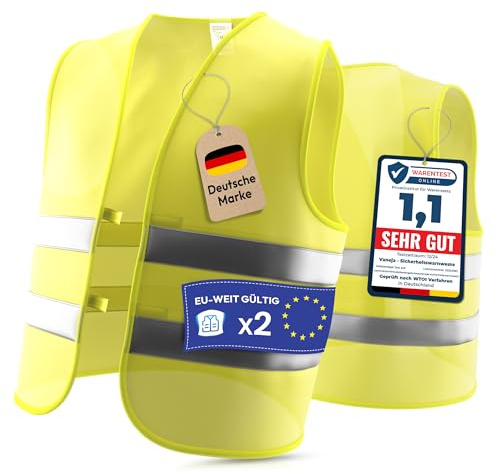 VANEJA Warnwesten Auto 2er Set EN ISO 20471 Kfz Warnweste Erwachsene