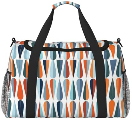 Mid-Century Moderne Wochenendtasche mit Tropfenformen, Sporttasche, Handgepäck, Wochenendtasche, Reisetasche