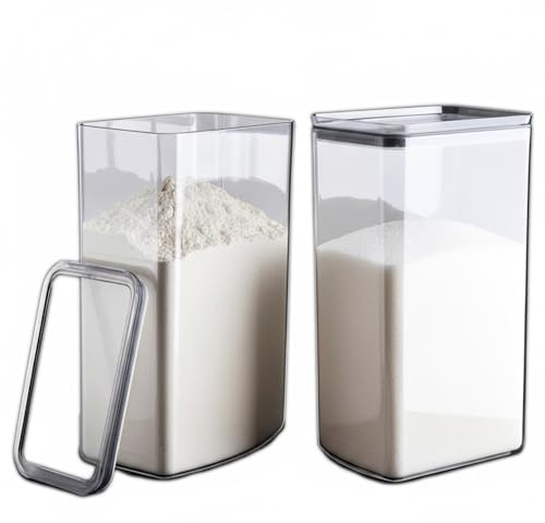 My Happy Home 2-Piece Large Clear Food Storage Container Set | 2x 4L Airtight BPA-Free Plastic Boxes with Silicone Sealing Lid | Stackable Pantry Containers for Flour, Sugar, Grains & Dry Foods