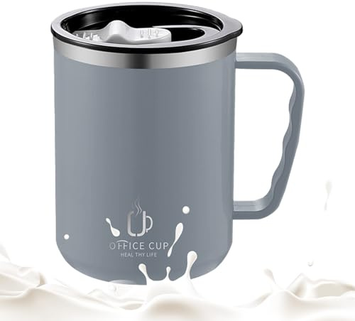 Nbbwwu Taza De Café Aislada De 500 Ml, Vaso De Bebida De Acero Inoxidable, Taza Térmica Con Tapa Y Mango, T-aza De Beber Portátil, T-aza Térmica Para Té, Chocolate Caliente, Bebida Fría