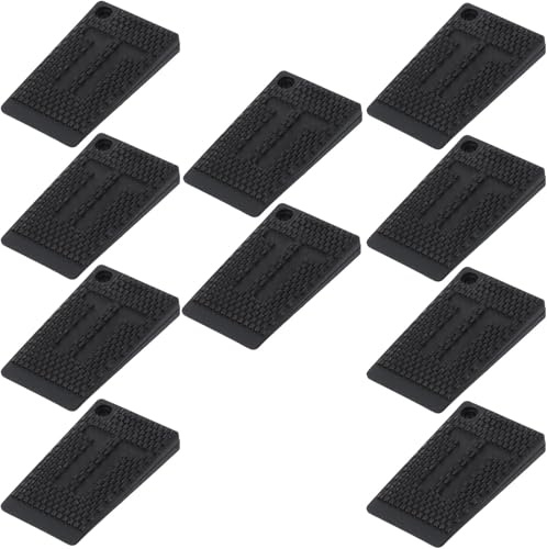 10Pcs Plastic Wedges,Furniture Wedges,Plastic Feet Shims Wedge Flexible Rubber Levellers Glazing Packers Spacers Stackable Non-Slip Leveler Pads Accessories Kit for Table,Flooring,Door,Cabinet (Black)