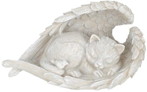BESTonZON Schöne Katzen Gedenkstatue aus Langlebigem Kunstharz Kompakter Engel Katzen Gedenkstein für Garten und Innenräume Haustiergrabstein Als Erinnerungsornament