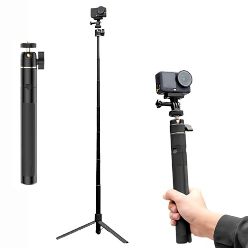 OURHZTB 120 cm (47 tum) stativ och selfiepinne för DJI Osmo Action 6, expanderbart selfiepinne-stativ kompatibelt med DJI Osmo Action 6 tillbehör, aluminiumlegering multifunktionell förlängningsstång