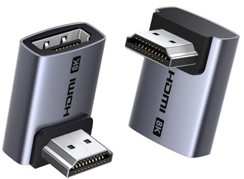 UGREEN 8K HDMI-adapter, vinklad kontakt 90 grader och 270 grader, 8K@60Hz 4K@240/144/120Hz, HDMI 2.1 vinklad adapter, HDR, eARC, VRR, kompatibel med bärbar dator, TV, bildskärm, PS5 (2st)