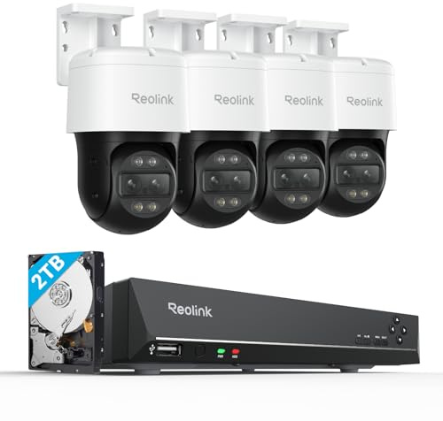 Reolink 8MP PTZ PoE Überwachungskamera Außen mit Dual-Objektiv, 6X Hybridzoom, 355°/90° Schwenkbar, Farbnachtsicht, Personen-/Fahrzeug-/Tiererkennung, 2-Wege-Audio, TrackMix PoE*4 mit RLN8-410
