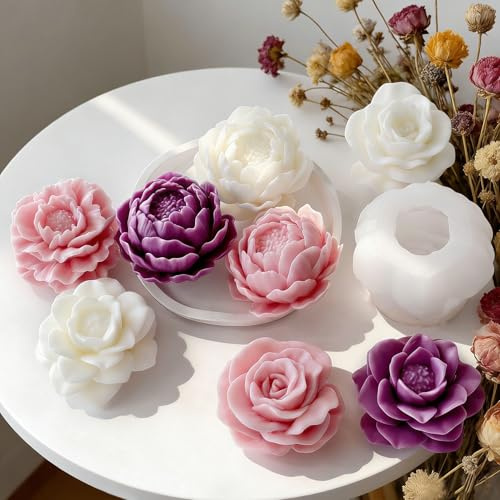 Silikonformen Gießformen Frühling Blumen, Kerzenformen Silikon, Silikonform Blumen, Kerzen Formen Silikon, Kerzen Silikonformen, Kerzenformen zum Gießen, 3D Kerzengießform für DIY Duftkerze (4er Set)