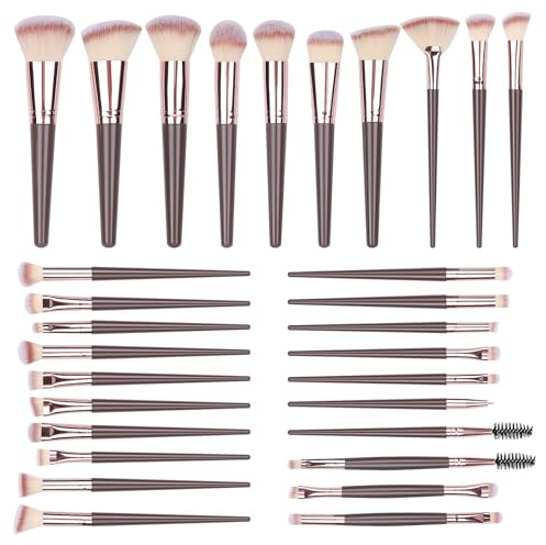 IETWATE Lot de 30 pinceaux de maquillage professionnels pour fond de teint, fard à paupières et contouring, poils synthétiques végétaliens, pinceaux de maquillage pour débutants et professionnels