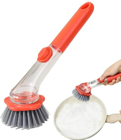 Cepillo Dosificador Jabón para Platos - Limpiador Antideslizante con Mango,Cepillo Limpiaplatos,para Lavar Estufas fregaderos sartenes y electrodomésticos Cocina hogar