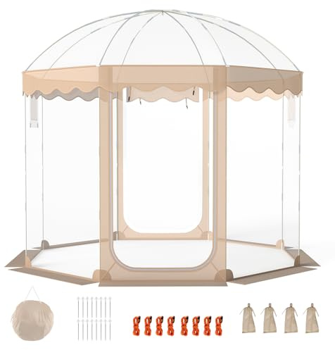 COSTWAY Transparentes Pop up Zelt, tragbares Wurfzelt für 8-10 Personen mit 540°Blick und Tragetasche, wetterfestes Blasenzelt für Garten, Hinterhof & Camping, 305 x 305 x 210 cm