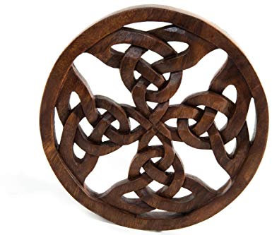 Windalf Wanddeko KELTISCHES KREUZ Ø 20 cm Wandrelief Unendlichkeitsknoten Wandfigur Handarbeit Holz