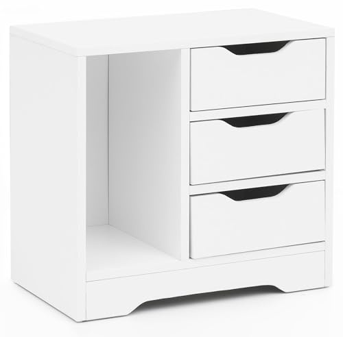 FineBuy Table de Chevet 49x50x30 cm Table de Nuit avec Tiroir et Rangement Blanche | Table d'appoint Design Moderne | Console de Nuit Classique, Couleur:Blanc