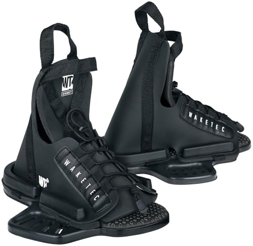 Waketec Onset Fixation pour Wakeboard, Tailles 34-47 EU - S/M, L/XL, Grande possibilité de réglage, Fixation pour débutants, Wake-Binding Boots Chaussures, Enfants Adultes, Noir